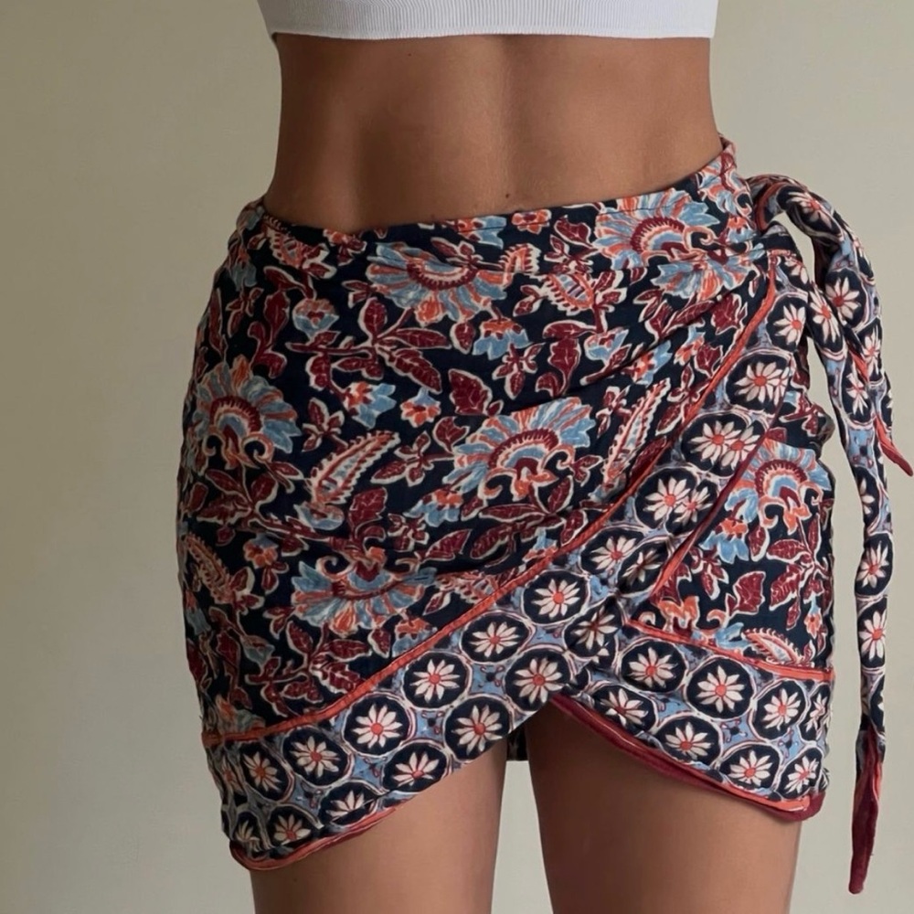 Zara Floral Patterned Wrap Skirt